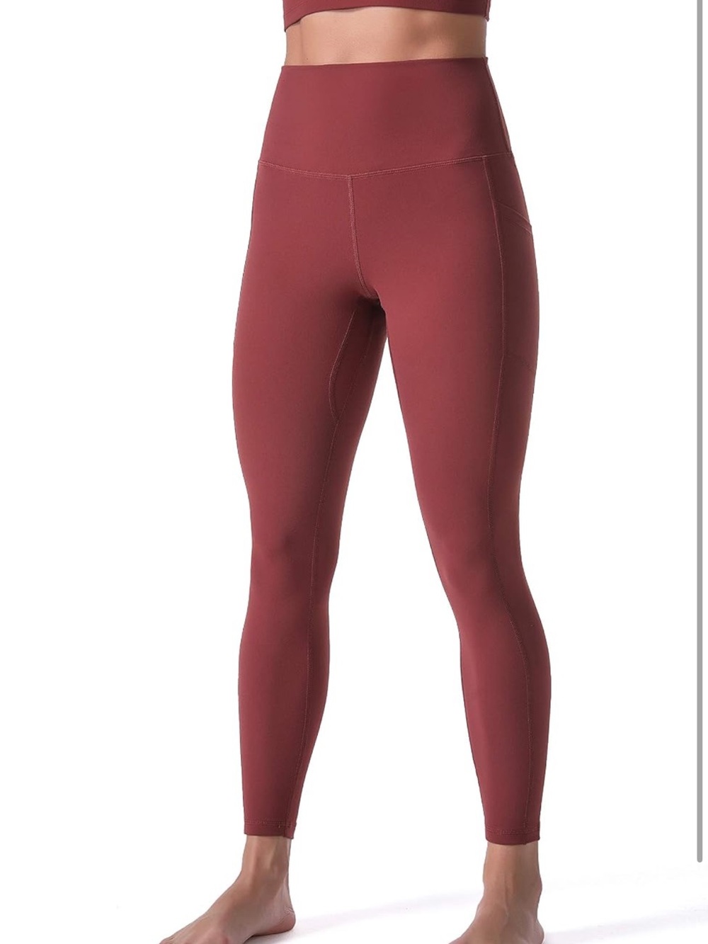 High-Waist Women's Active Leggings - Rust Red